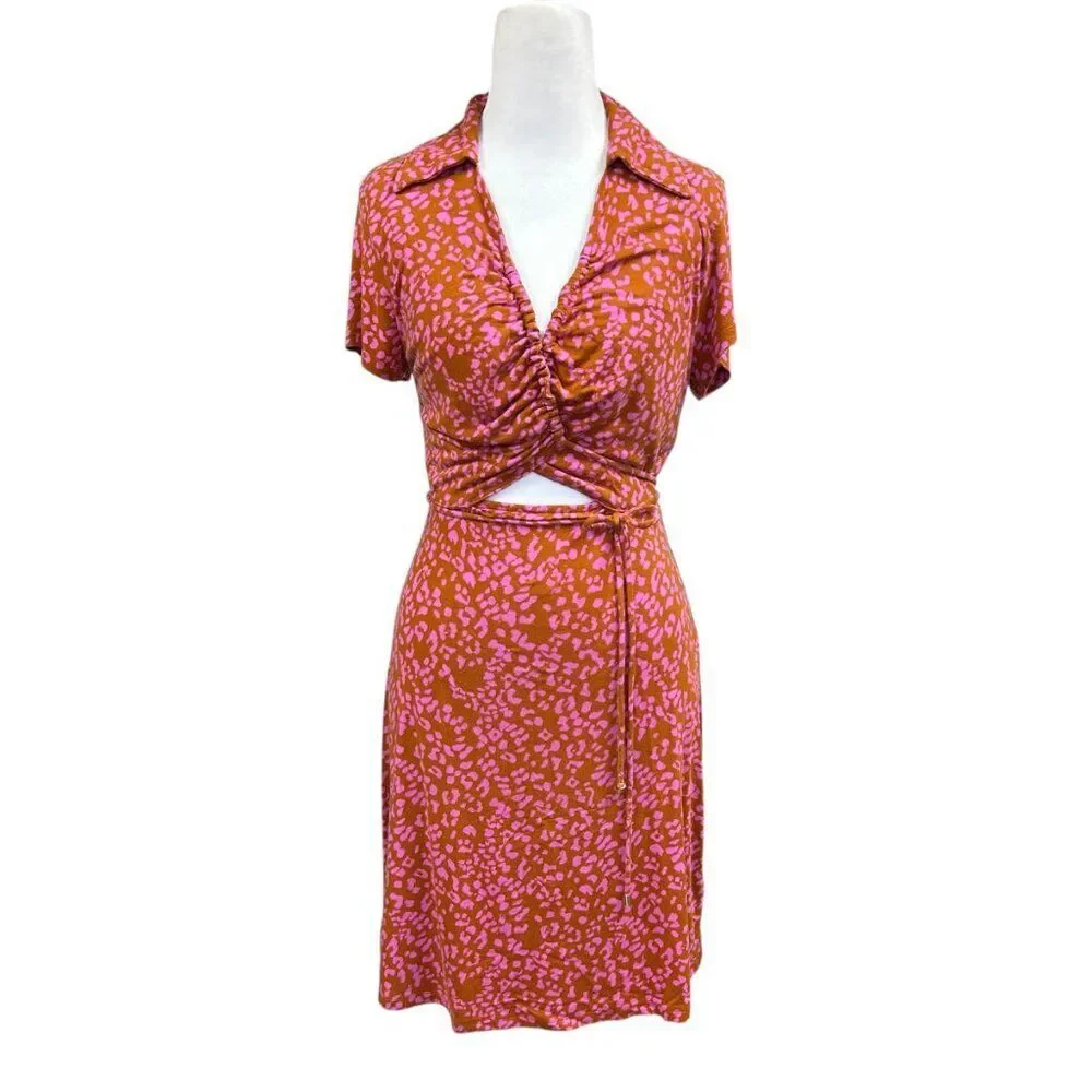 Free People Marsaille Mini Dress Rust Combo Womens Size Small